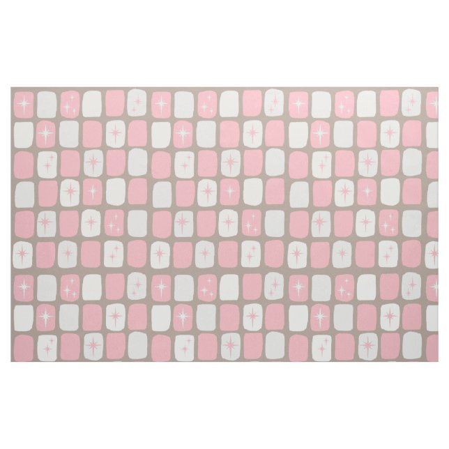 Retro Pink Starbursts Combed Cotton Fabric (Fat Quarter)