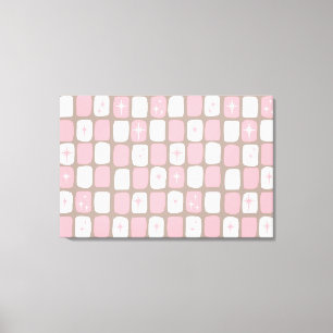 Retro Pink Starbursts Wrapped Canvas