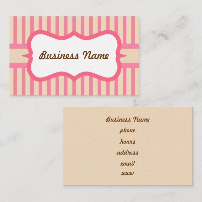 Retro Pink Striped Business Card (Front/Back)