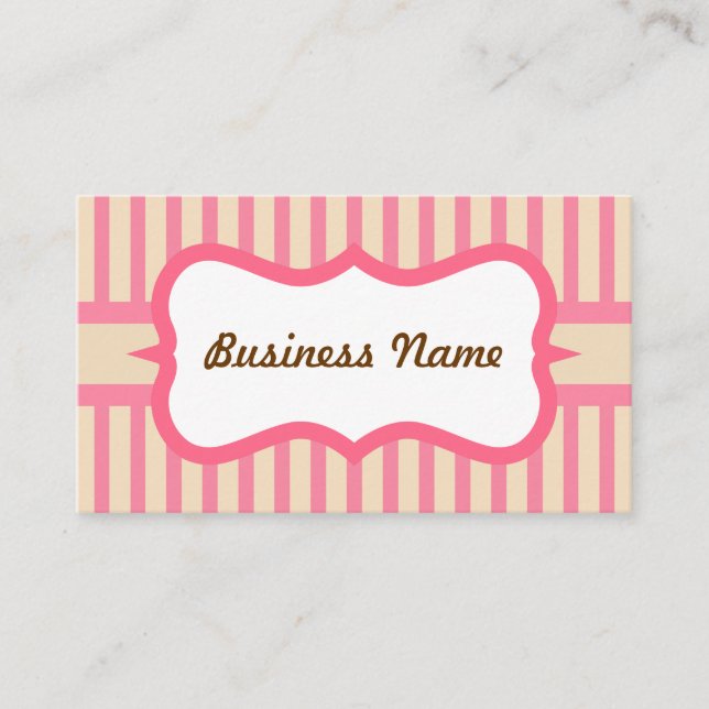 Retro Pink Striped Business Card (Front)