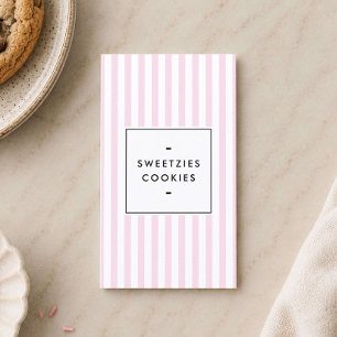 Retro Pink Stripes Cookie Bakery Business Card