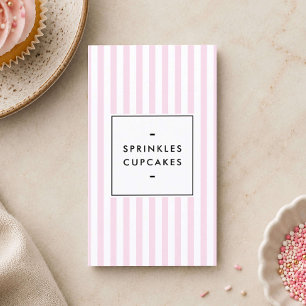 Retro Pink Stripes Cupcake Bakery Business Card