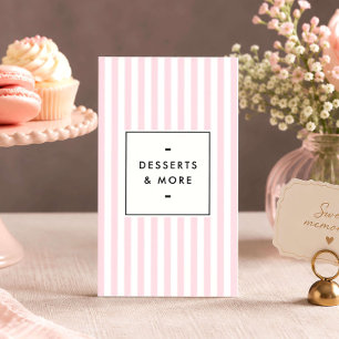Retro Pink Stripes Dessert Table Stylist Business Card