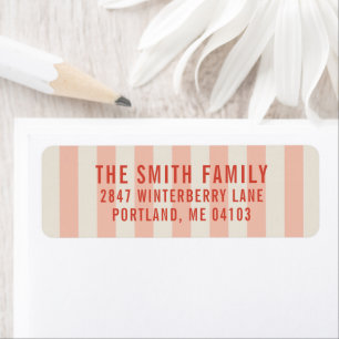 Retro Pink Stripes Holiday Return Address Label
