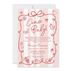 Retro Pink Stripes Italian-Themed Ciao Baby Shower