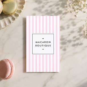 Retro Pink Stripes Macaron Bakery Business Card