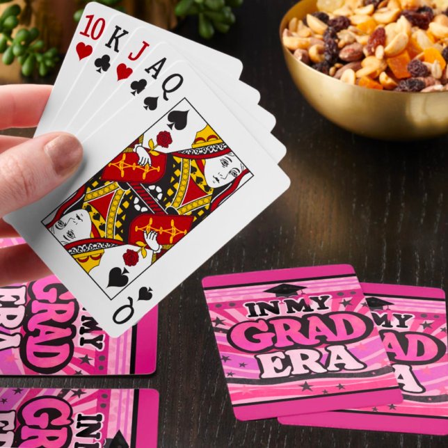 Retro Pink Stylish Fun In My Grad Era Quote Playing Cards (Creator Uploaded)