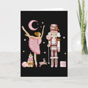 Retro Pink Sugar Plum Fairy Nutcracker Christmas C Card