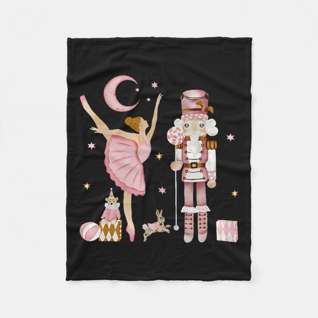 Retro Pink Sugar Plum Fairy Nutcracker Christmas C Fleece Blanket (Front)