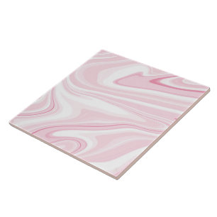 Retro Pink Swirl Liquid Painting Aesthetic Design Ceramic Tile