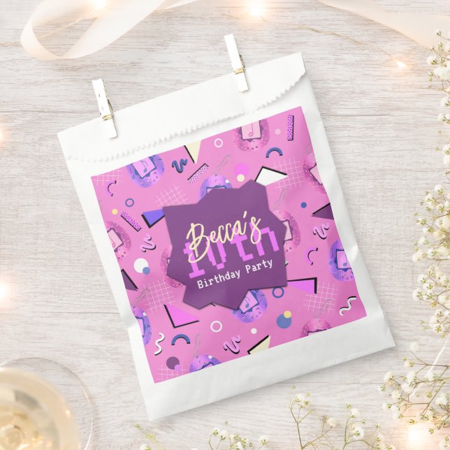 Retro Pink Tamagotchi Birthday Favour Bag (Clipped)