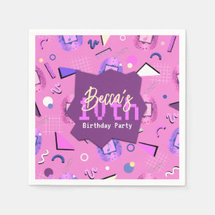 Retro Pink Tamagotchi Birthday Napkin