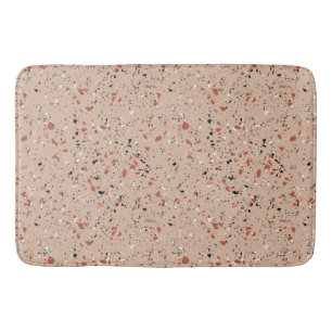 Retro Pink Terrazzo Marble Pattern Bath Mat