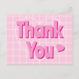 Retro Pink Thank You Postcard