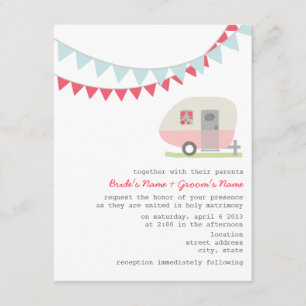 Retro Pink Trailer Wedding Invitation