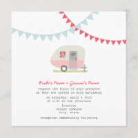 Retro Pink Trailer Wedding Invite