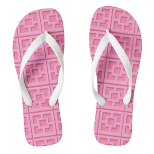 Retro Pink Trellis Adult Flip Flops, Wide Straps Thongs