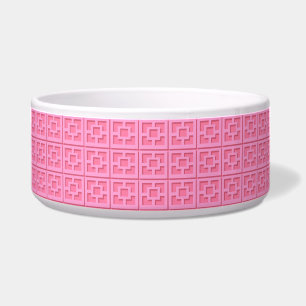 Retro Pink Trellis Ceramic Pet Bowl