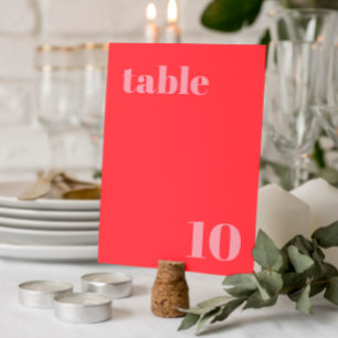 Retro Pink Trendy Wedding Table Number