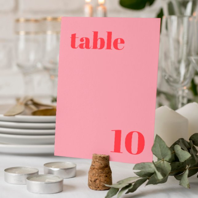 Retro Pink Trendy Wedding Table Number (Creator Uploaded)