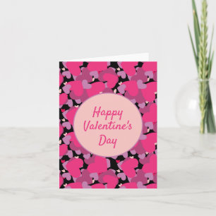 Retro pink Valentine's hearts stamp pattern Card