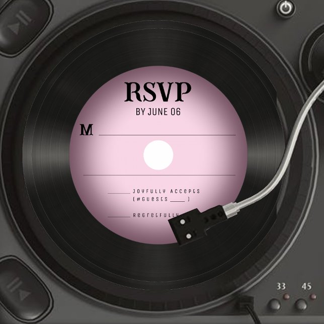 Retro Pink Vinyl Record Wedding RSVP Response (Retro Pink Vinyl Record Wedding RSVP Response
)