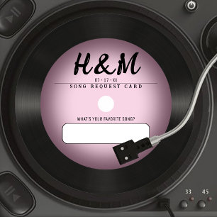 Retro Pink Vinyl Record Wedding Song Request Invitation