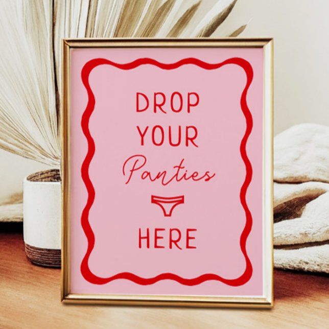 Retro Pink Wavy Drop Your Panties Here Game Sign (Creator Uploaded)