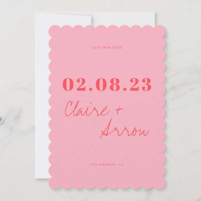 Retro Pink Wedding Save the Date Invitation (Front)