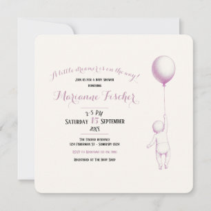 Retro pink Whimsical Baby Shower Invitation