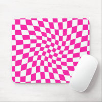 Retro Pink White Warped Checks Chequered Dorm