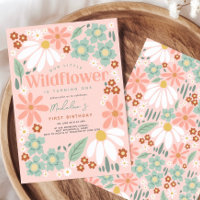 Retro Pink Wildflower Daisy Kids Birthday