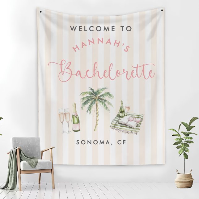 Retro Pink Wine Country Bachelorette Weekend Fleec Fleece Blanket (Creator Uploaded)