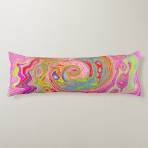 Retro Pink, Yellow and Magenta Abstract Groovy Art Body Cushion
