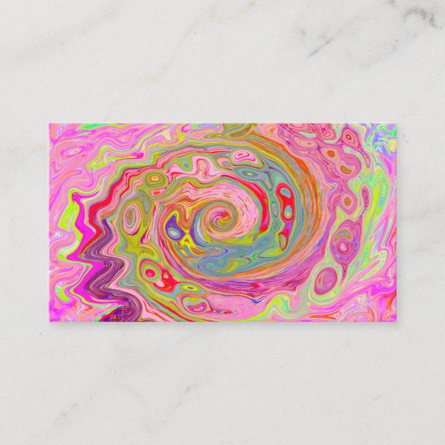 Retro Pink, Yellow and Magenta Abstract Groovy Art Business Card (Front)