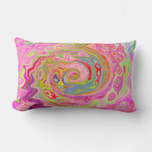 Retro Pink, Yellow and Magenta Abstract Groovy Art Lumbar Cushion