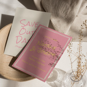 Retro Pink Yellow Colourful Pastel Funky Wedding Save The Date