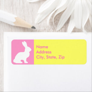 Retro Pink Yellow Easter Bunny Personalised Return Address Label