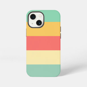 Retro Pink Yellow Green Blue Stripes iPhone Case
