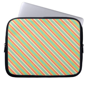 Retro Pink Yellow Green Blue Stripes Laptop Sleeve