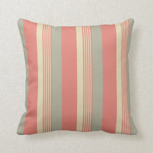 Retro Pink Yellow Green Stripes Cushion