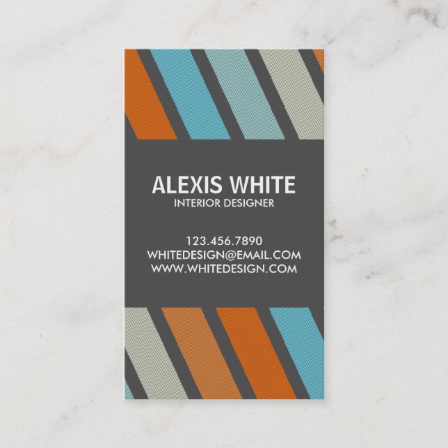 Retro Pinstripe - Style 5 Business Card (Front)