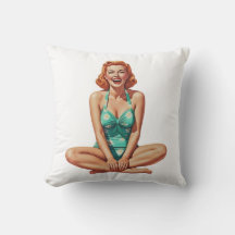 Retro PinUp 1950s Girl in Floral Swimsuit