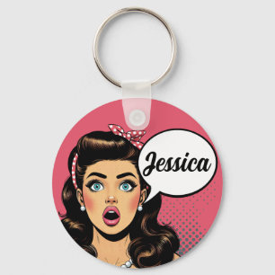 Retro Pinup_ Action Packed Key Ring