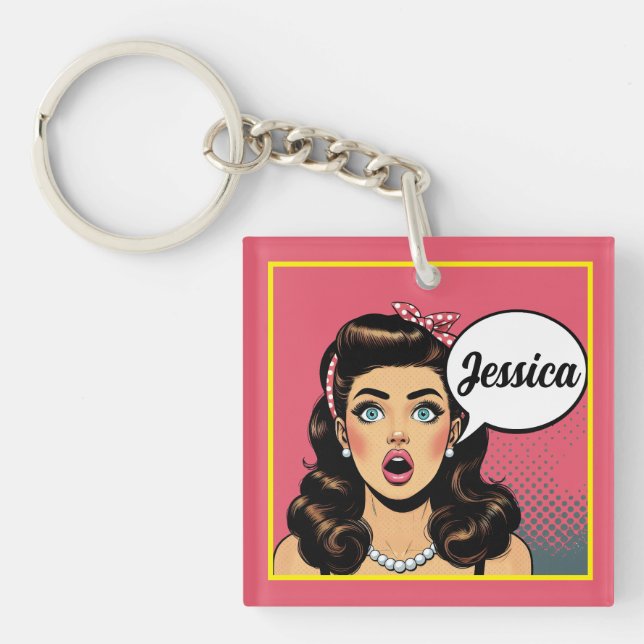 Retro Pinup_ Action Packed Key Ring (Front)