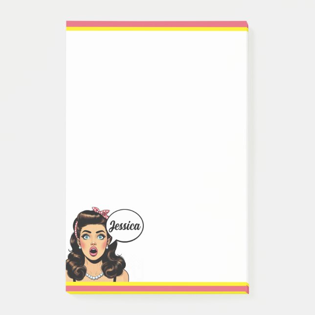 Retro Pinup_ Action Packed Post-it Notes (Front)