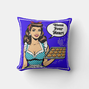 Retro Pinup_ Bless Your Heart Cushion