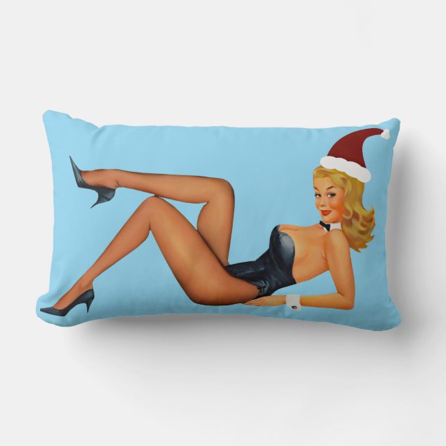 RETRO PINUP GIRL CHRISTMAS LUMBAR PILLOW (Front)