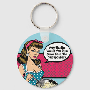 Retro Pinup_ Hey Darlin Key Ring