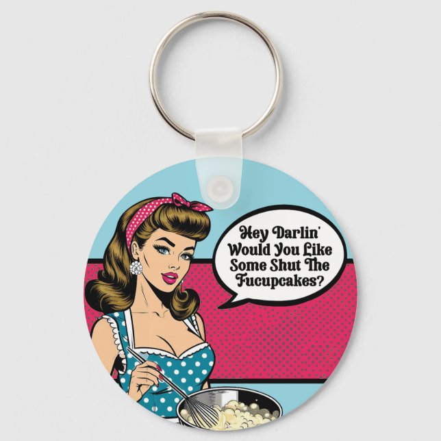 Retro Pinup_ Hey Darlin Key Ring (Back)